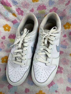 Nike White Lace-Up Sneakers light armory blue Accent